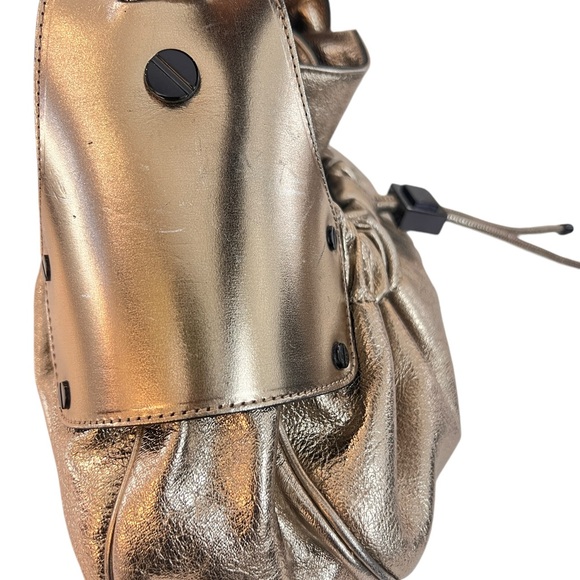 BURBERRY Metallic Calfskin Warrior Hobo Gold - Picture 8 of 10